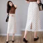 Dotted Midi Fitted Skirt
