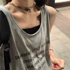 Oversized Sleeveless Lettering T-shirt