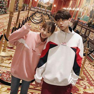 Couple Matching Half Zip Color Block Pullover
