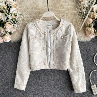 Buttoned Faux Pearl Trim Jacket