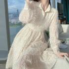 Sequined Fringe Midi A-line Dress