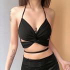 Cropped Wrap Halter Top