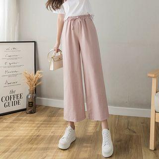 Short-sleeve Printed T-shirt / Crop Wide Leg Pants