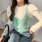 Long-sleeve T-shirt / Spaghetti Strap Knit Top