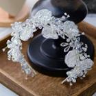 Rhinestone Floral Headband White - One Size