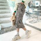 Leopard Midi H-line Knit Skirt