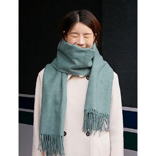 Fringed Colored Wool Blend Scarf