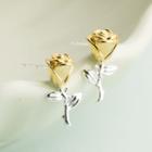 925 Sterling Silver Flower Stud Earring 1 Pair - S925 Silver - Gold & Silver - One Size