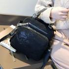 Sequined Faux Leather Backpack Black - One Size