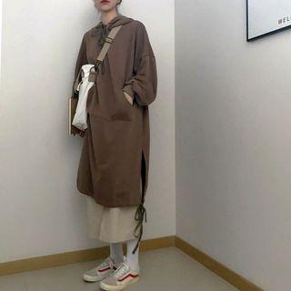 Long-sleeve Drawstring Hem Hoodie Dress