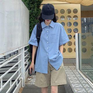 Short-sleeve Plain Shirt / Straight Leg Shorts