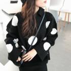 Polka Dot Polo Sweater Black - One Size