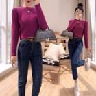 Set: Knit Top + Straight-fit Jeans