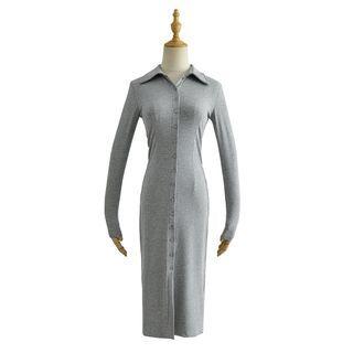 Long-sleeve Collar Midi Bodycon Dress