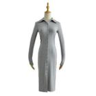 Long-sleeve Collar Midi Bodycon Dress