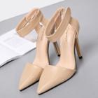 Faux Leather Adhesive Strap High-heel Pointed Pumps