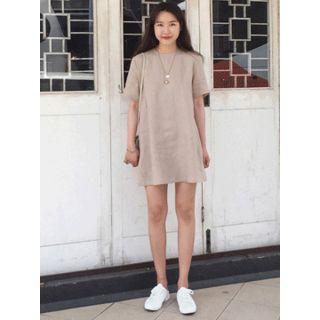 Round-neck Linen Minidress