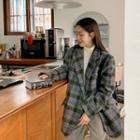 Double-breasted Plaid Blazer & Sash