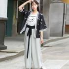 Embroidered Camisole Top / Wide Leg Pants / Jacket