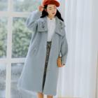 Long Floral Embroidered Buttoned Coat