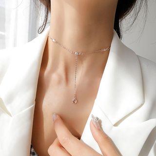 Rhinestone Pendant Choker Gold - One Size