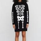 Skeleton Print Mini Sweater Dress