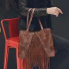 Fringed Faux Leather Tote