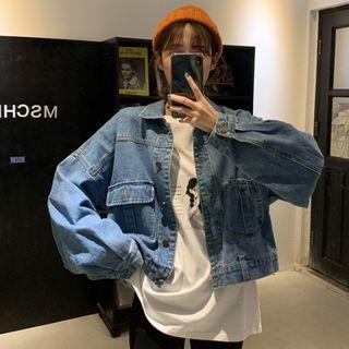 Denim Jacket / Color Block Pants