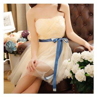 Contrast Trim Strapless Cocktail Dress/ Gown