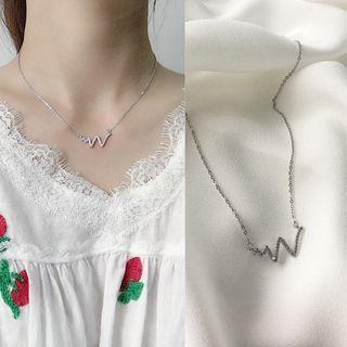 Rhinestone Necklace L050 - Silver - One Size