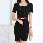 Double Breasted Short Sleeve Dress