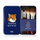 3 Concept Eyes - Maison Kitsune Mini Brush Kit (navy): Big Face Brush 1pc + Tail Brush 1pc + Like Finger Brush 1pc + Eye Smudge Brush 1pc + Lip & Spot Brush 1pc 5pcs