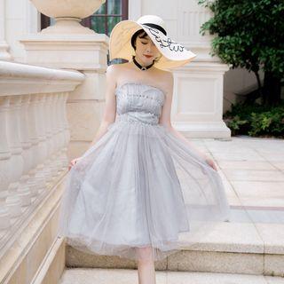 Strapless Midi A-line Party Dress