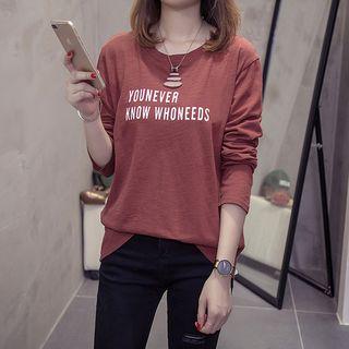 Long-sleeve Cut-out Lettering T-shirt