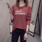 Long-sleeve Cut-out Lettering T-shirt