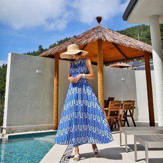 Geo Pattern Flared Long Sundress
