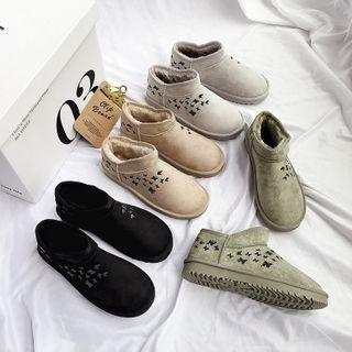 Butterfly Print Fleece-lined Ankle Snow Boots
