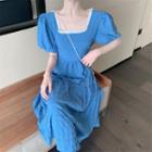 Square-neck Open Back A-line Dress