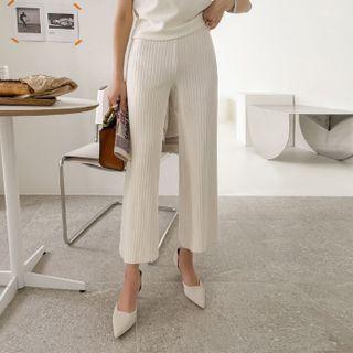 Rib-knit Boot-cut Pants