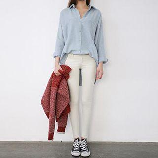 Drop-shoulder Long-sleeve Blouse