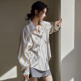 Striped Shirt Camel & White - One Size