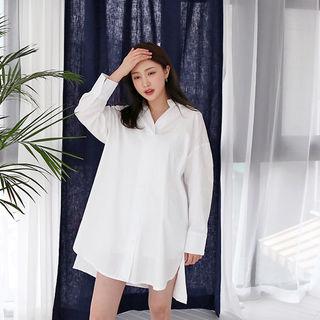 Slit-side Dip-back Shirtdress
