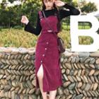 Letter Vest / Midi A-line Skirt