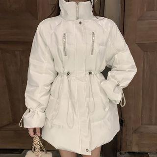 Drawstring Long Zip Padded Coat