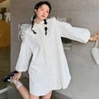 Long-sleeve Lace Trim Shirt Dress