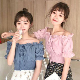 Frilled Off-shoulder Cropped Blouse