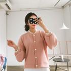 Round-neck Lace-trim Cardigan