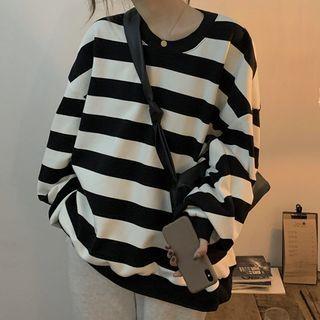 Striped Sweatshirts White & Black - One Size