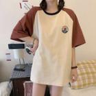 Raglan-sleeve Mountain Print T-shirt