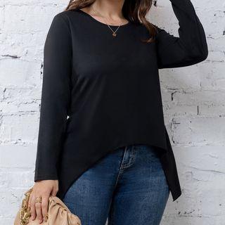 Plus Size Long-sleeve Irregular T-shirt